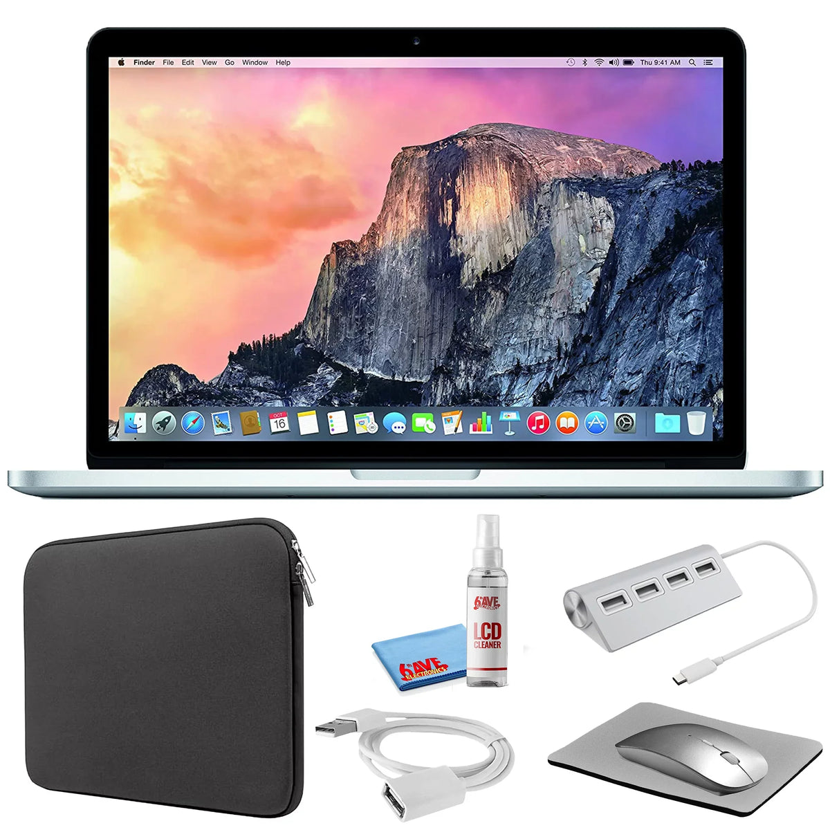 MF839LL/A) - MacBook (Early Apple 13-inch Cleaning 2015, (Refurbished) 2.7GHz, + Starter Bundle Kit Zipper Kit (i5 Laptop SSD) 128GB Sleeve + Black Silver Pro with