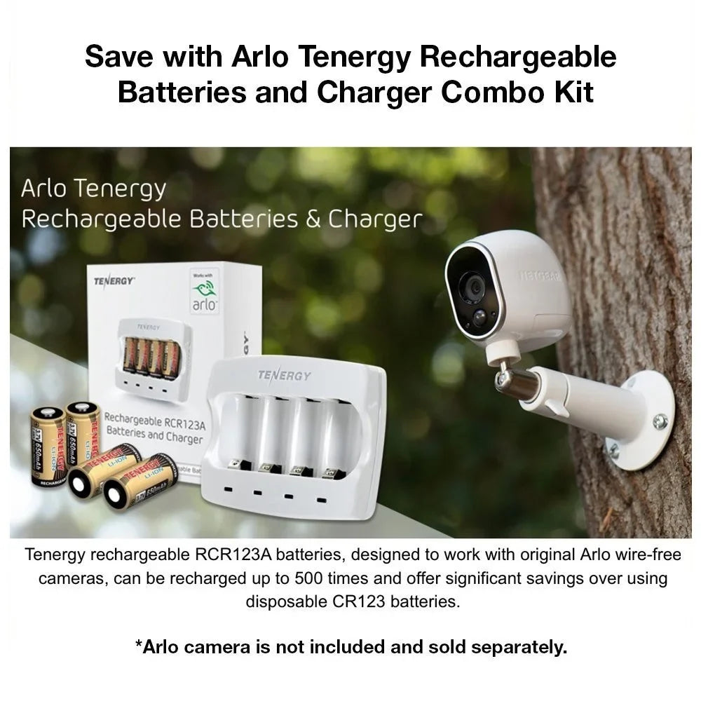 12-Pack 650mAh Tenergy for Li-ion Camera Charger, (VMC3030) Arlo and Battery 3.7V Rechargeable Batteries Batteries