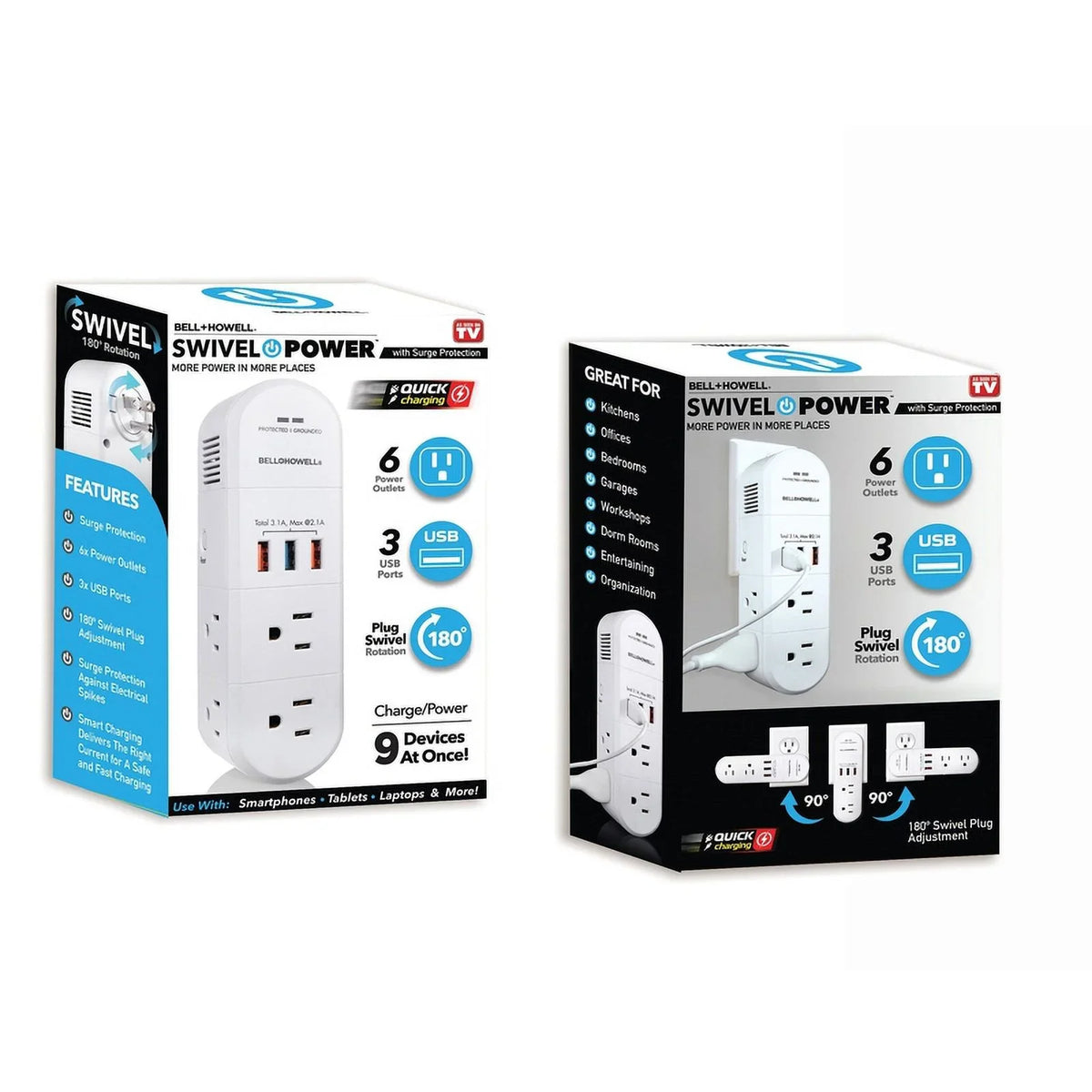 Plastic Power Pc, 5-15R Howell Swivel Grounding Outlet 1 & Bell Residential Multiplier