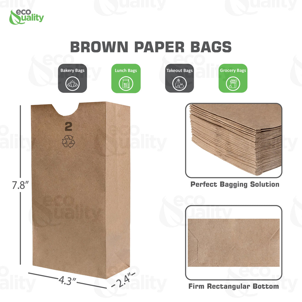 Gift (2 Paper (4 7/8") Pound Kraft lb) Bags, Capacity) Mini 7/16" Count] Small Bag Party Bags, - Snacks, 5/16" 7 Lunch (2 Merchandise, [1500 Brown Grocery, x Bags 2 x EcoQuality by Small Paper