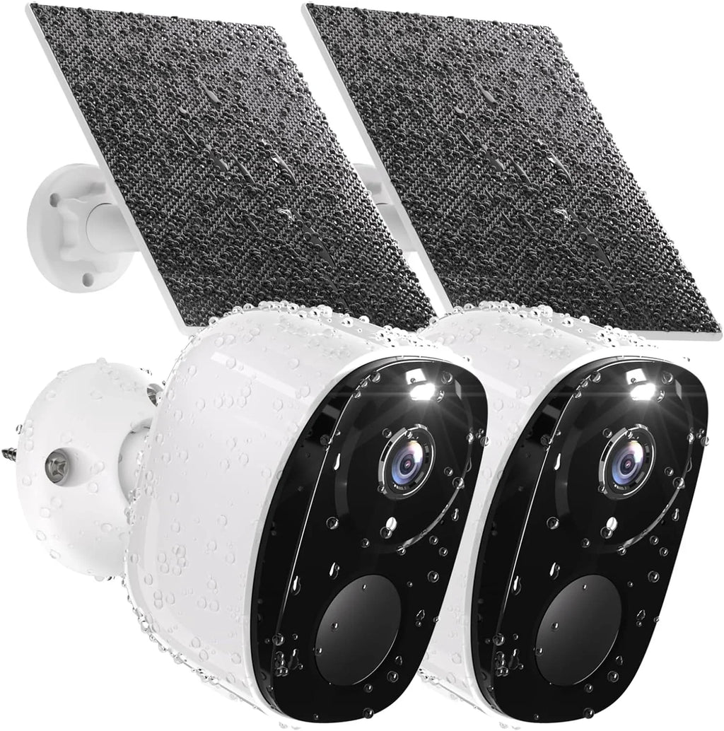 Motion Security SD IP65 Cameras Storage Wireless Detection, Outdoor Home Card/Cloud with Panel Two-Way 2K with 2Pack Vision, AI for Security, Color Night Solar Cameras Camera Waterproof, Home Audio,