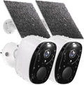 Motion Security SD IP65 Cameras Storage Wireless Detection, Outdoor Home Card/Cloud with Panel Two-Way 2K with 2Pack Vision, AI for Security, Color Night Solar Cameras Camera Waterproof, Home Audio,