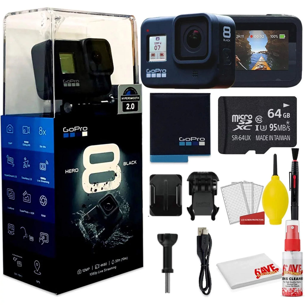 Care and Camera With More. Memory Card 64GB - Black Digital Clean HERO8 GoPro + Set and Action