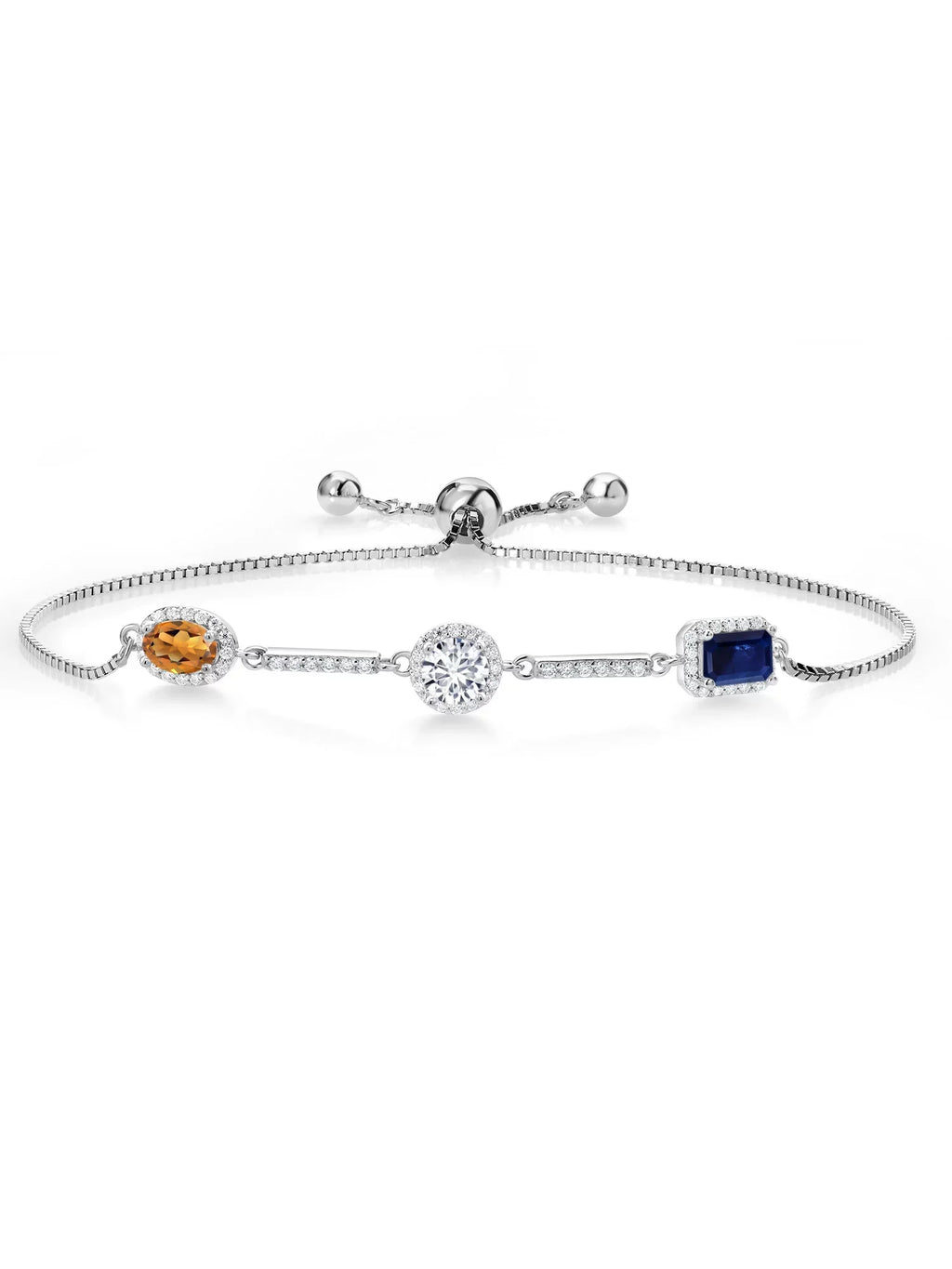 and King For Madeira Women (1.85 Cttw) Oval Keren Hanan 925 Fully Citrine Sterling Diamond Round 3 Lab Octagon Grown Sapphire Stone Stone Adjustable Silver Gem Moissanite