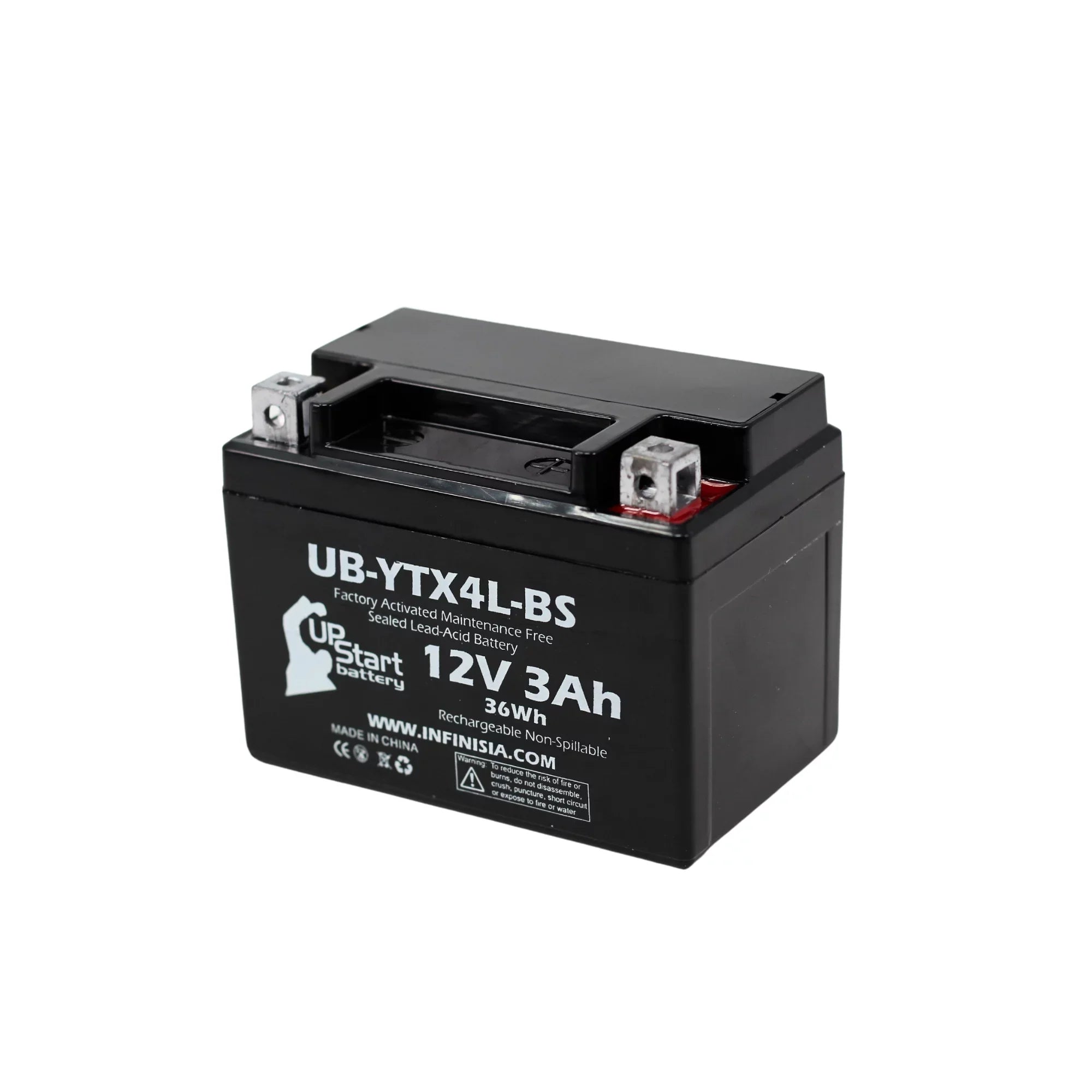 Battery (Can-Am) Maintenance 50CC Bombardier DS50, Quest 2002 Replacement Factory ATV UB-YTX4L-BS Activated, 3Ah, - 12V, Free,