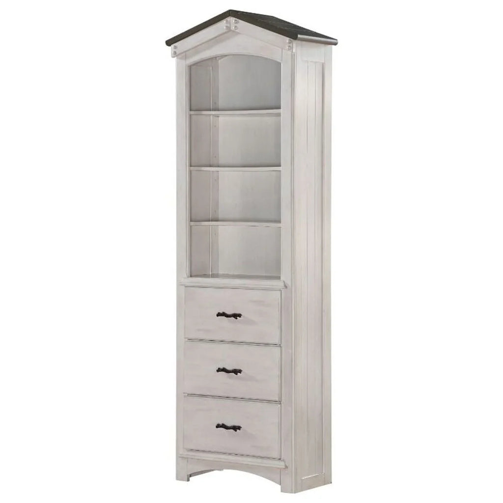 ACME Tree Cabinet Gray in House Bookcase Washed White and Weathered