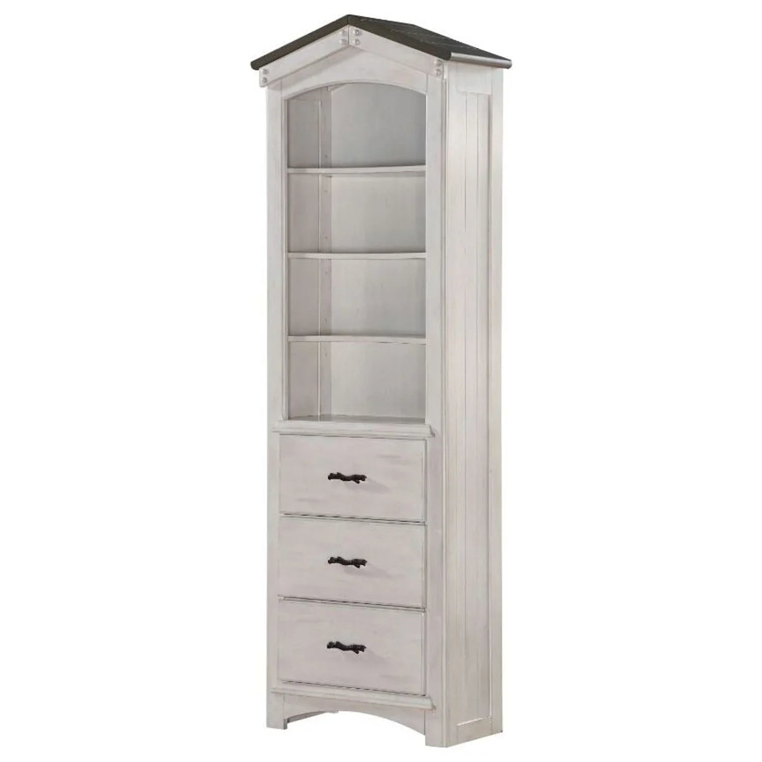 ACME Tree Cabinet Gray in House Bookcase Washed White and Weathered