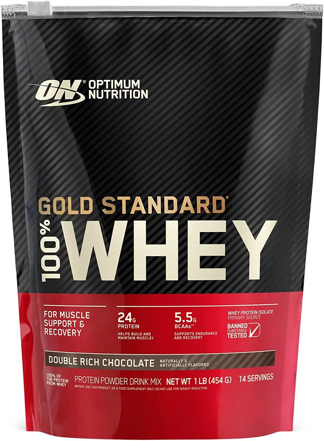 Double Nutrition, 1 Standard 14 Chocolate, lb, Servings Protein Optimum Gold 100% Rich Whey Powder,