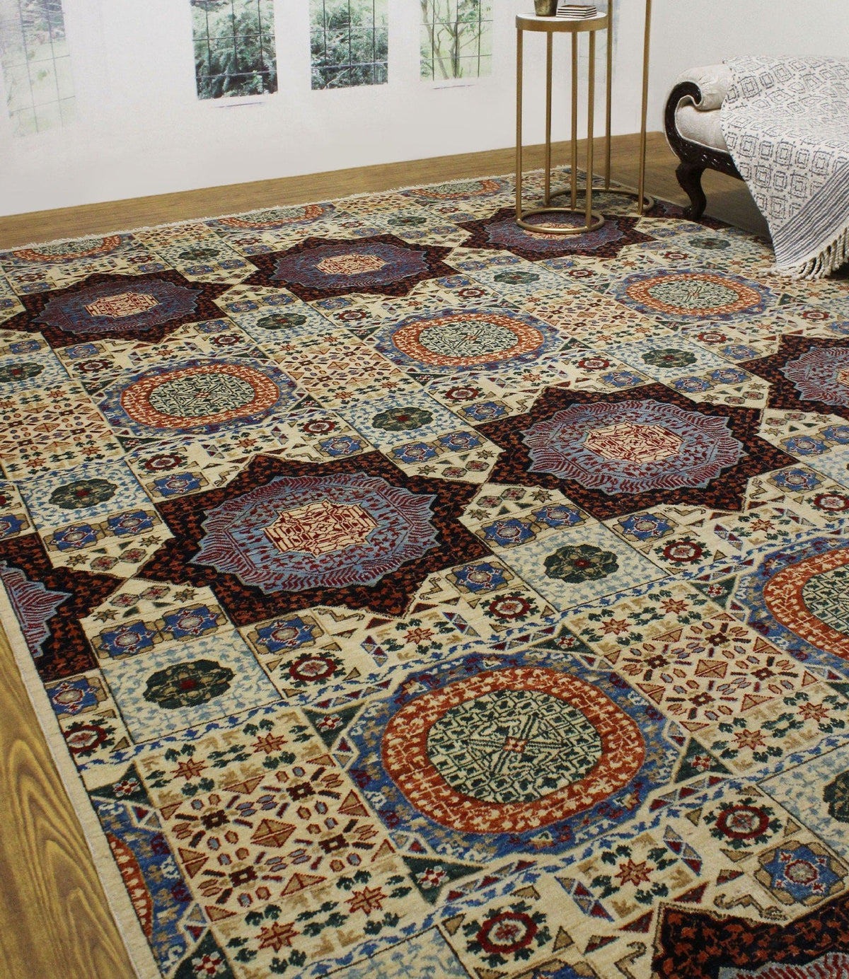 Irwin Ivory/Blue Aria Rug, x 9'0" 12'2"