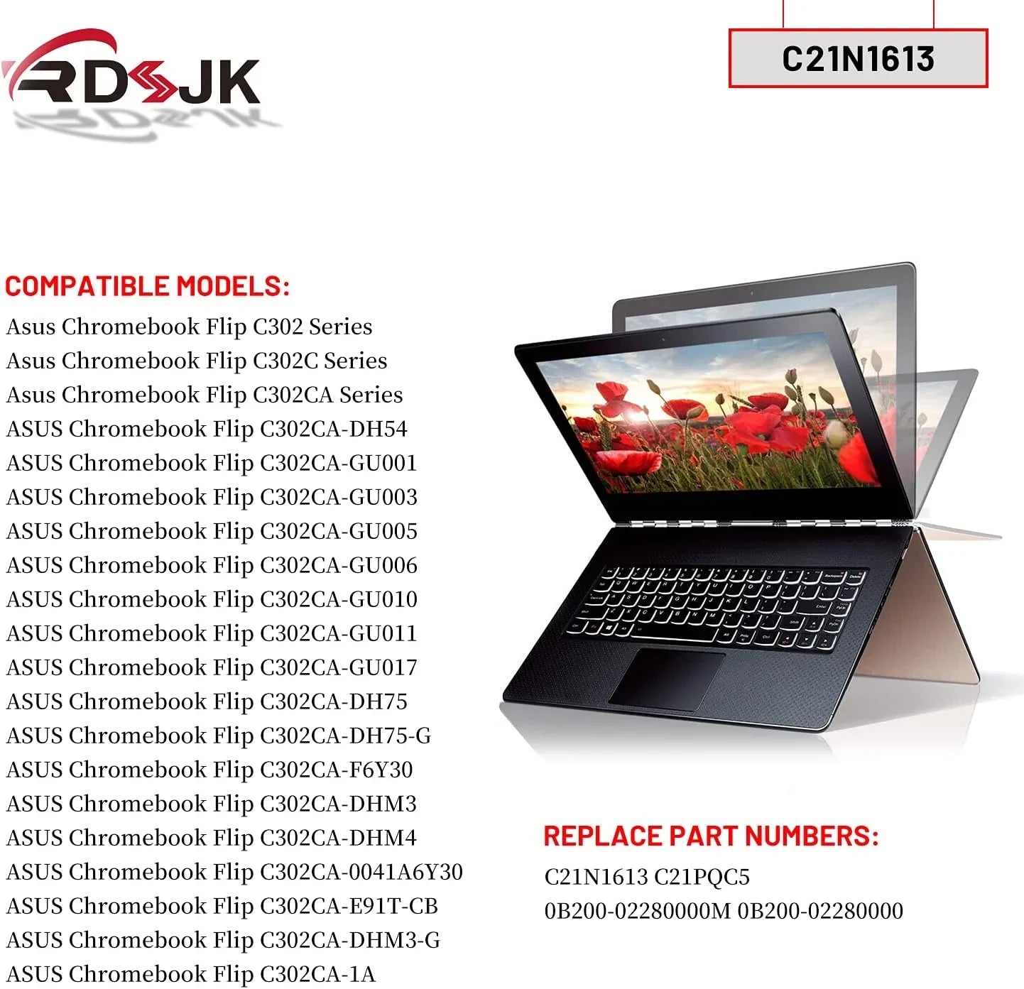 y C302CA-DH54 for C21N1613 C302CA-1A Asus C302CA-DHM4 Chromebook C302CA Laptop C302C C302CA-DHM3 Flip C302