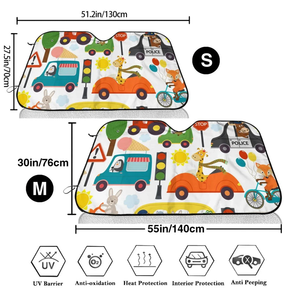 Balery Cover Interior Truck Shade, Animals Car Uv Sunshade Rays Pickup Window Front For Suv Accessories- ,Automotive With Small Blocks Portected Sun Transports Car Windshield