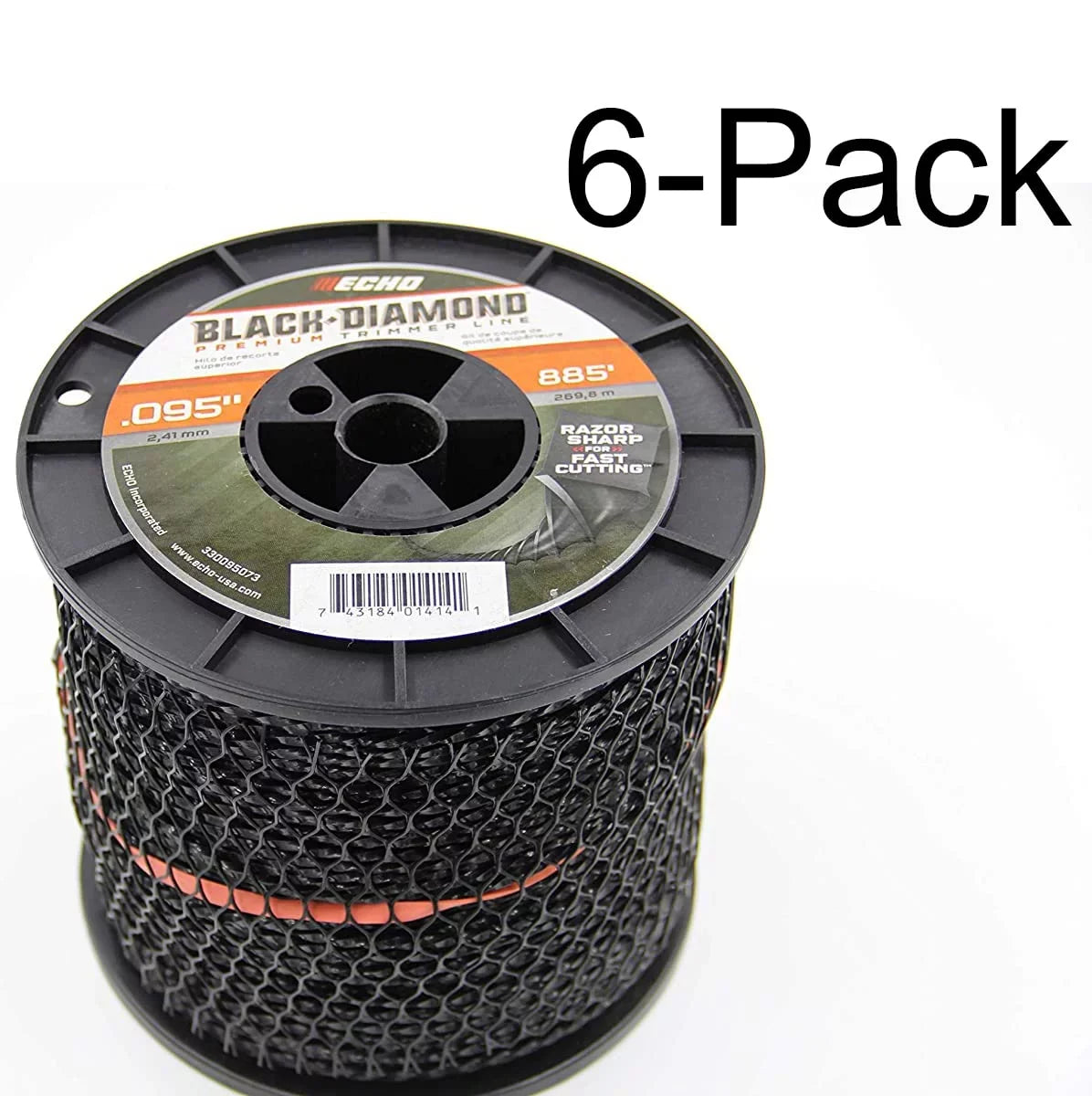Genuine 885ft Echo Line .095" Trimmer Spool Black 330095073-6PK (dia.) Diamond