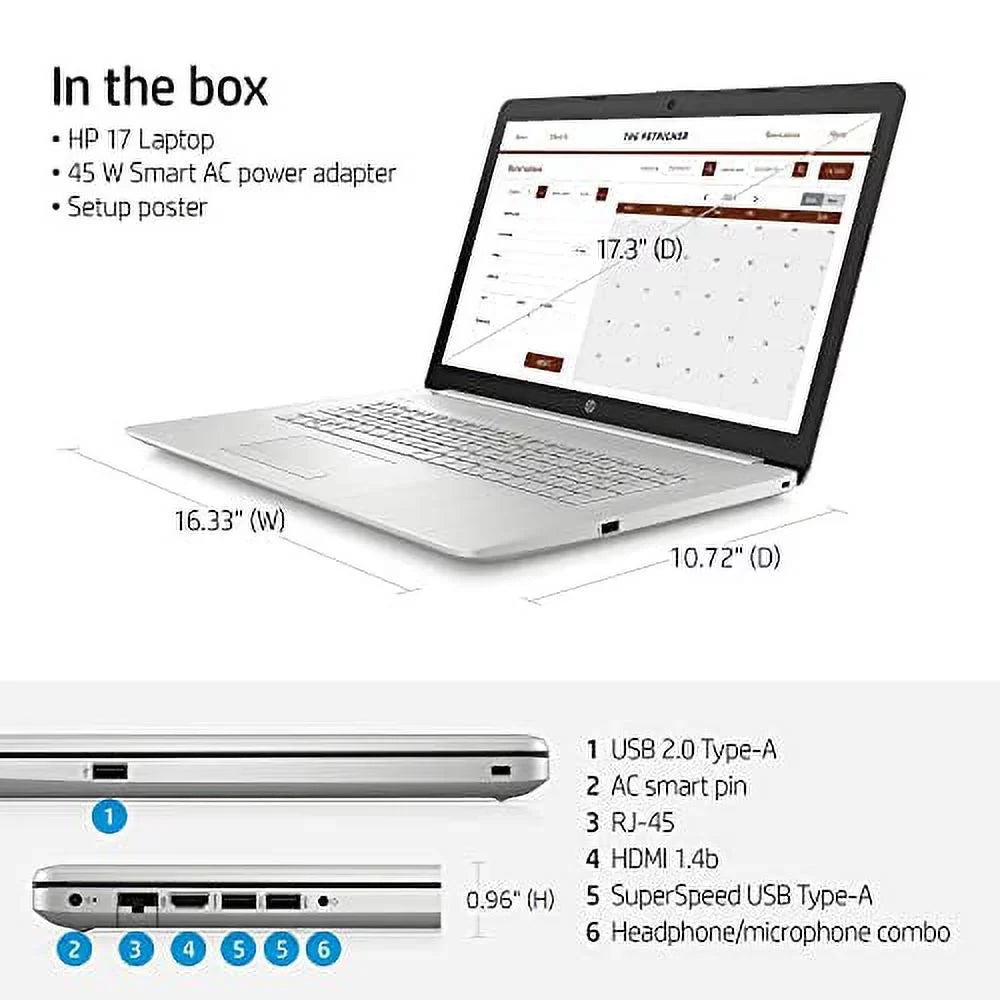 i5-1135G7 512GB 2021 Intel HP Model FHD Graphics, (Beat RAM SD Core PCIe Latest i7-1065G7), Card, IPS 1080) Display, (1920 x HDMI, Xe (8GB SSD) Iris Laptop,17.3" Intel 11 | Windows