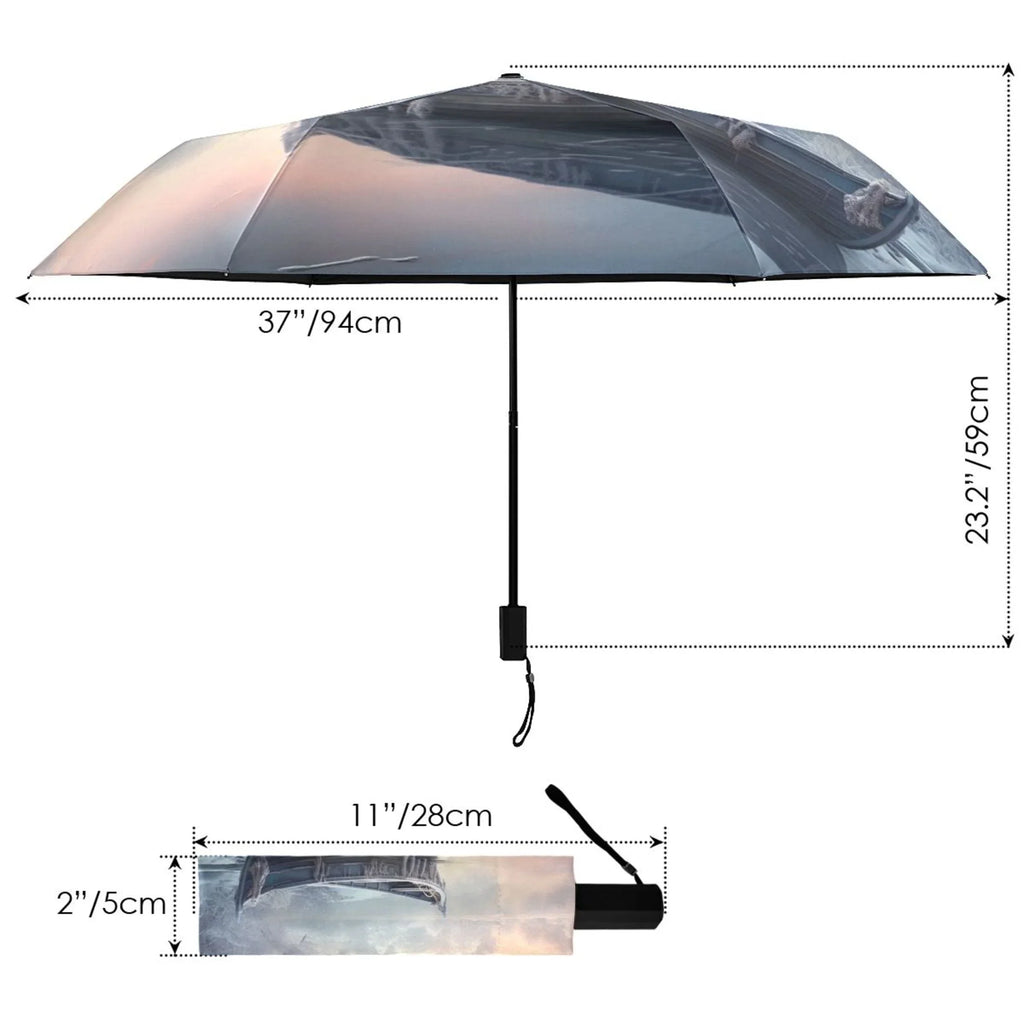 Compact Travel Winter Windproof for Umbrella Size Lightweight Boat with 50+ Folding Umbrella Rain Snow Packable Arc UPF