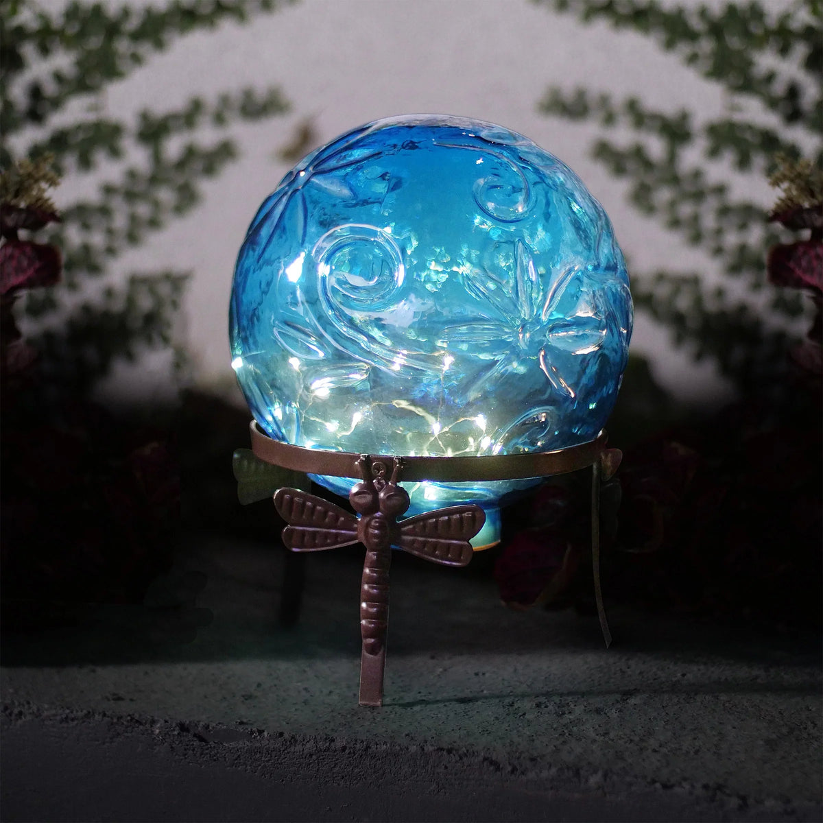 L Light-up Globe, 13" H Blue 10" x W Glass Corporation x Embossed 10" Alpine Gazing