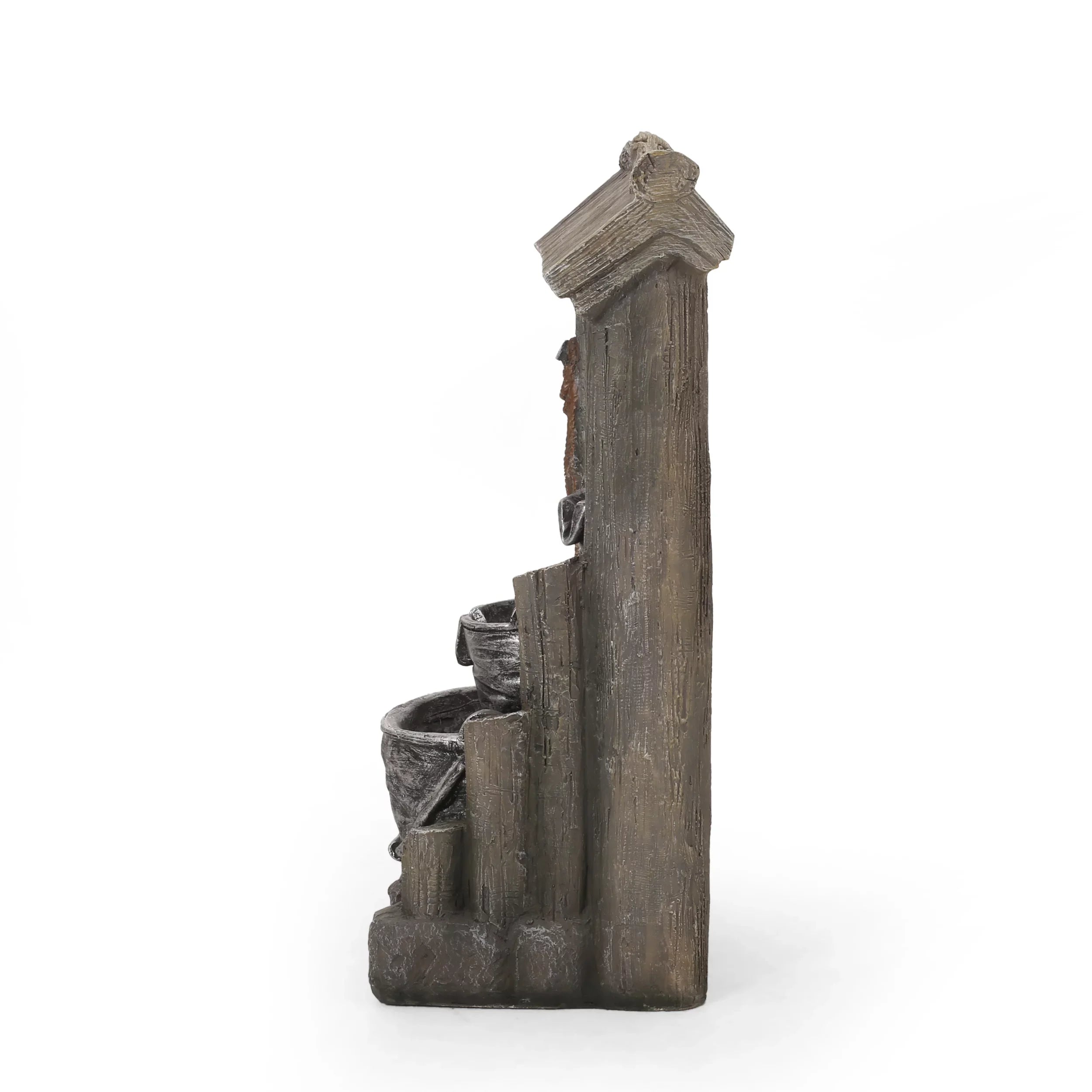 Outdoor and Berrien House 3-Tier Bucket Gray Noble Brown Fountain,