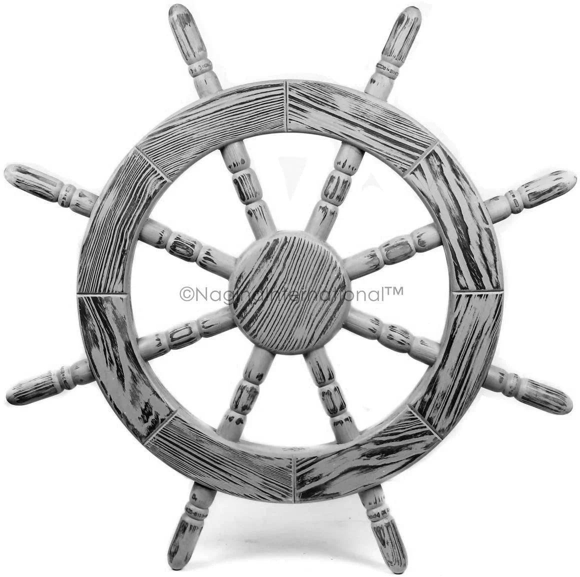 "Nagina " Decor Ship Exclusive Nautical Beautiful International Wall Wheel Junky Rustic Inches, Wall Handcrafted Maritime | Antique (12 Black) Pine Decor