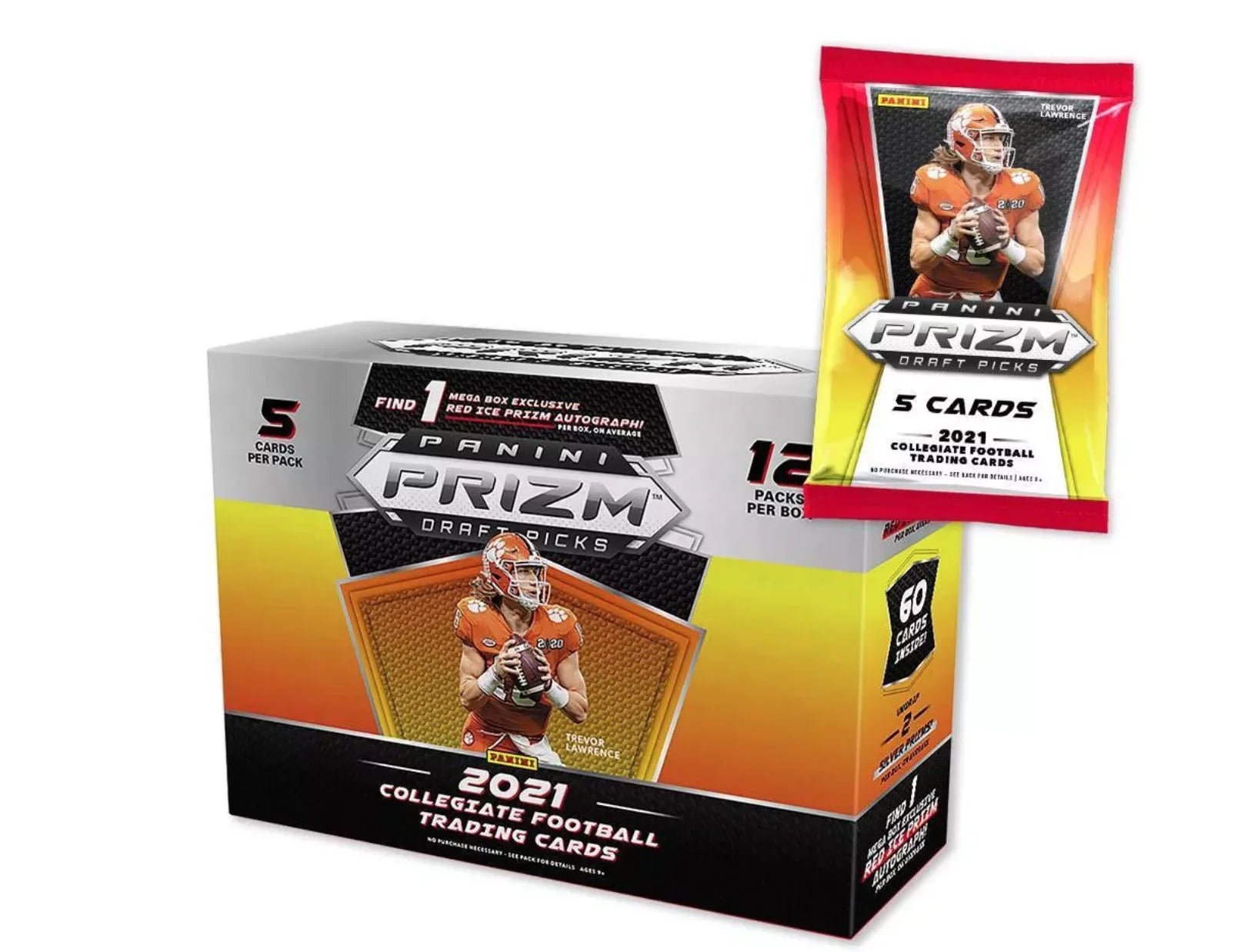 Cards- Panini Autograph 60 2021 Cards Prizm Collegiate Draft Football Trading Picks +1
