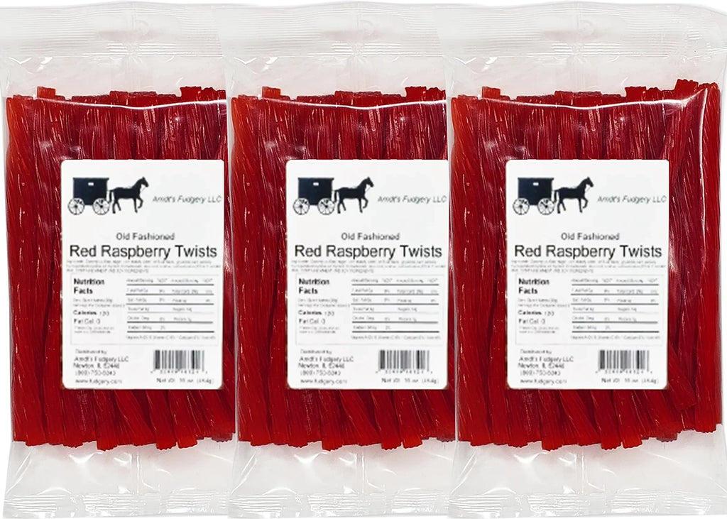 Three Raspberry Licorice Twists Pkgs 16 - - Amish Oz Red