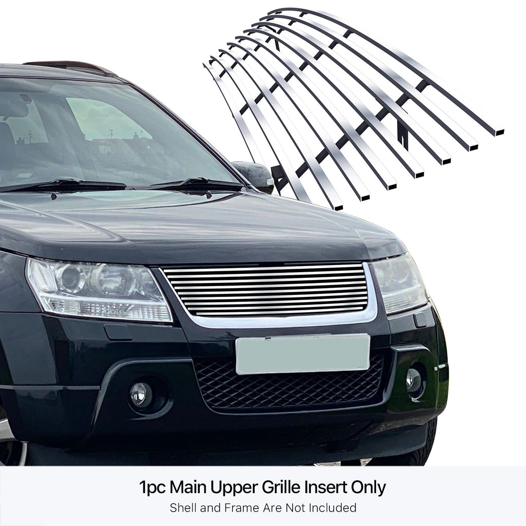 Steel Vitara Compatible Horizontal Stainless Grille 8x6 Silver Main Billet Upper APS Grand with 2006-2012 N19-C63158I Premium Suzuki