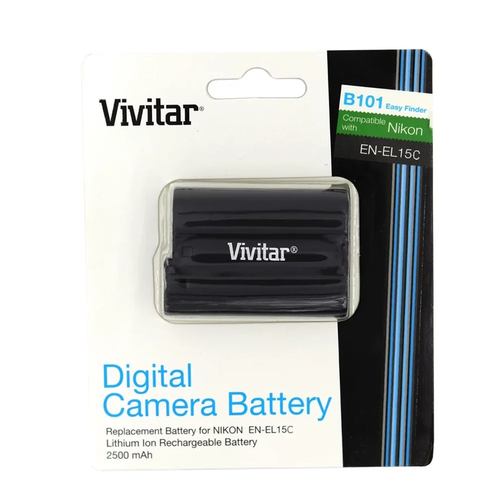 for Nikon Battery Rechargeable Charger 2x Replacement Replacement MH-25 + Vivitar EN-EL15c Battery