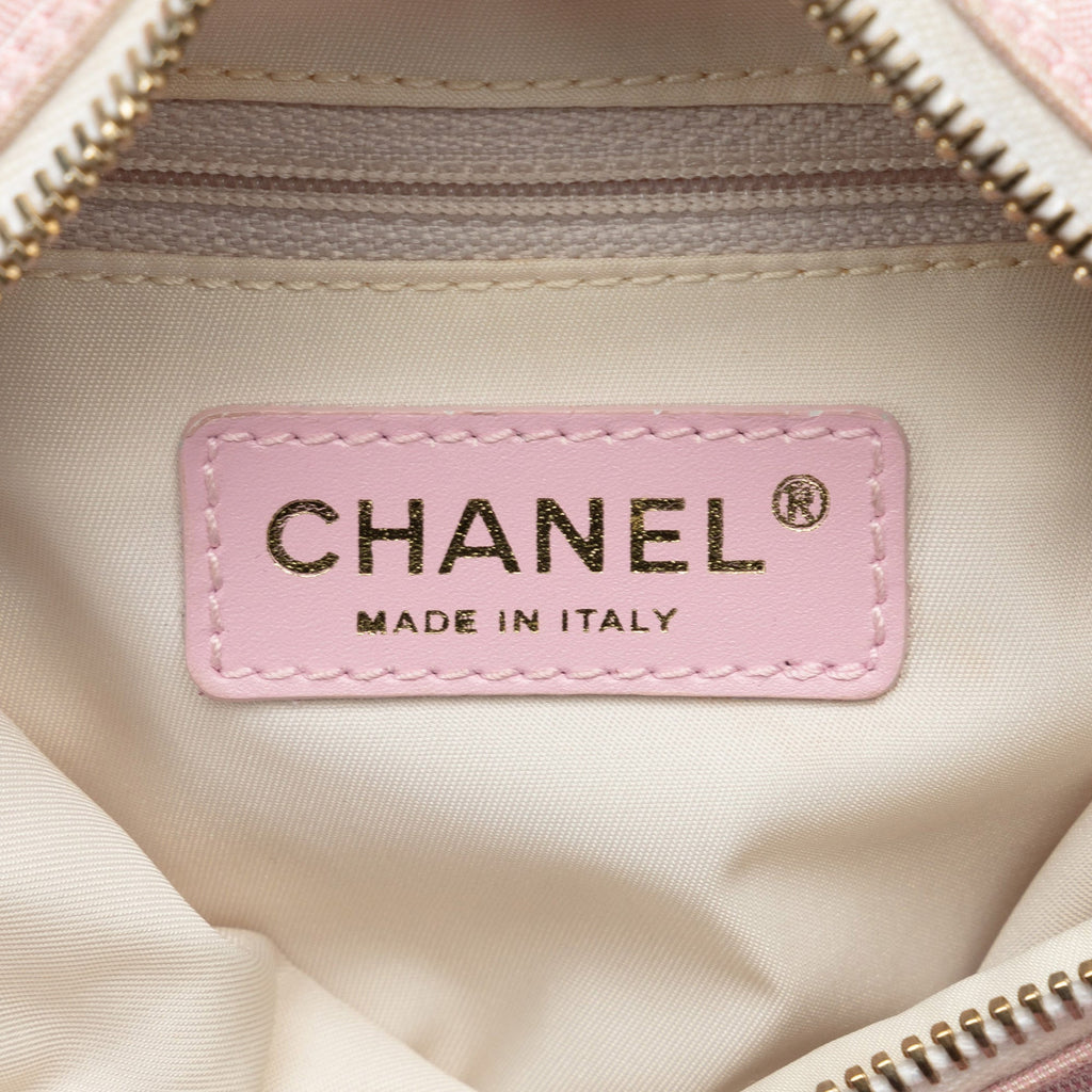 Fabric HandleBag Travel Line Chanel New Handbag Authenticated Unisex (Good) Pink Top Nylon Pre-Owned