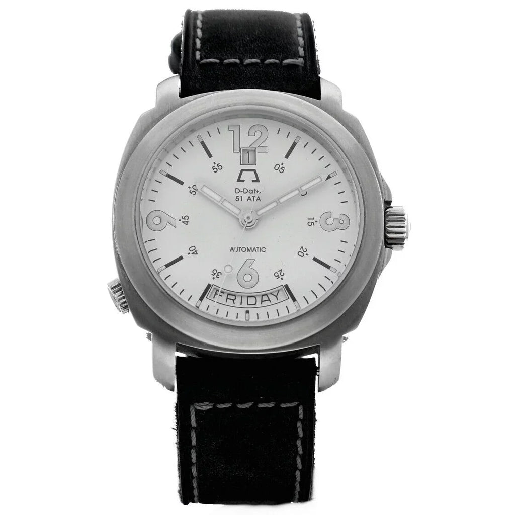 Ivory 43mm Anonimo Watch 51ETA Day Men's 2006 D-Date Dial Leather Date Automatic