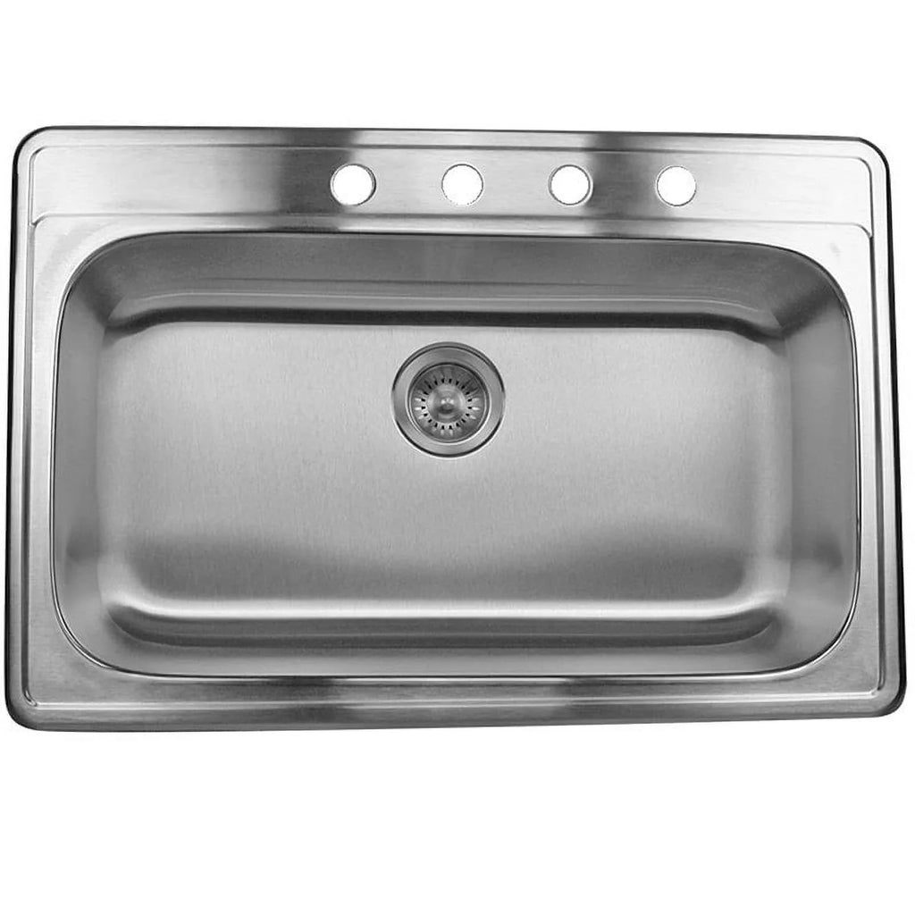 Sink Kitchen Stainless Bowl Single Steel Drop-in 33-inch