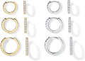Small Hoop Men Huggie 8mm Earrings and Post, Sterling for Set Women Gold 12mm | White Pairs Hoop Gold Pack 925 Helix Yellow Cartilage 10mm Mini Plated Silver Pack 6 18K PAVOI