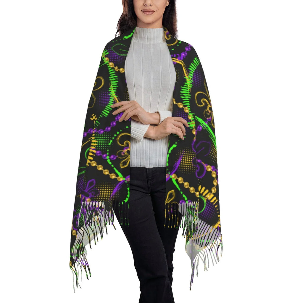 Bingfone Feel Gras Art Elegant Mardi Print Large Cashmere For Warm Women Scarves Wrap Winter Neon Gifts- Scarf Soft Shawl