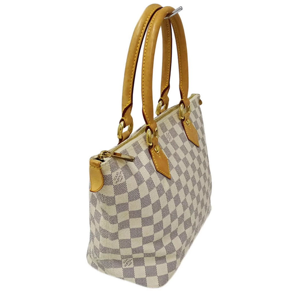 Bag Tote Vuitton VUITTON Azul Handbag PM Louis Saleya Damier N51186 LOUIS White Ladies Authenticated Gray Used