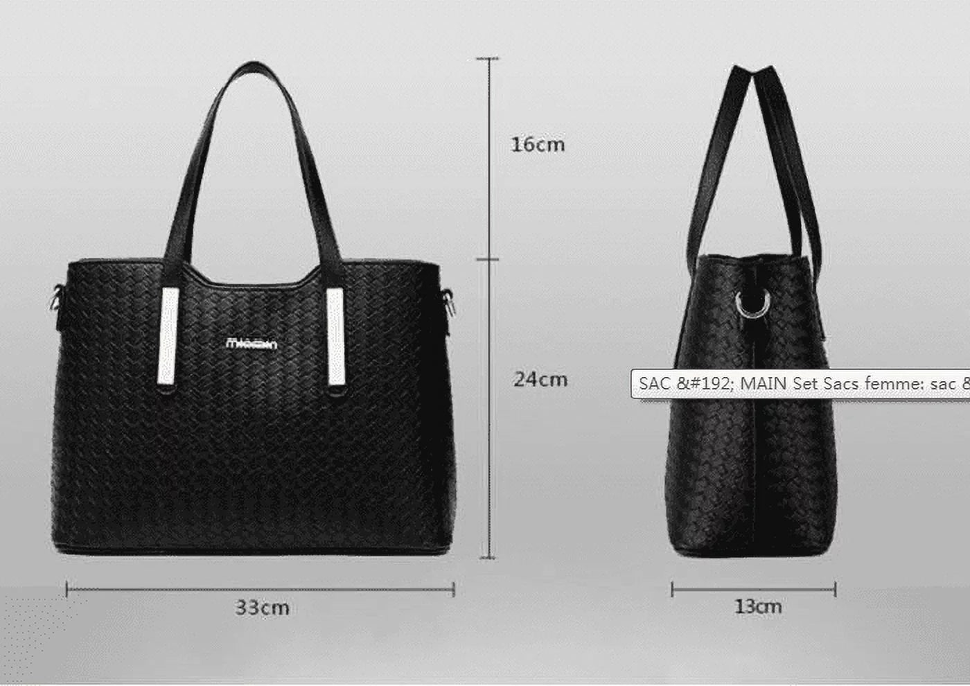 Weave Set Set Women Leather Pu 3 Shoulder Handbag Bag Pieces Purse Bag Tote Smarit Bags Big Capacity