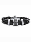 8" in Jewelry and Leather Black Men's With Braided Steel Tribal Stainless PalmBeach Magnetic Clasp