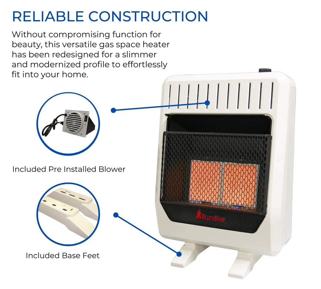 Hearth Infrared Vent Fuel with Heater Control Dual IR16T-BB and Blower Plaque Sense 20,000BTU T-Stat Model# Base Less