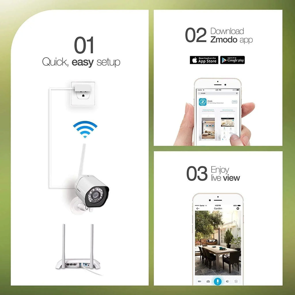 Smart Compatible Alexa 2 Night System Plug-In, Outdoor Camera Vision Cameras Wireless Security IP WiFi Pack Zmodo with