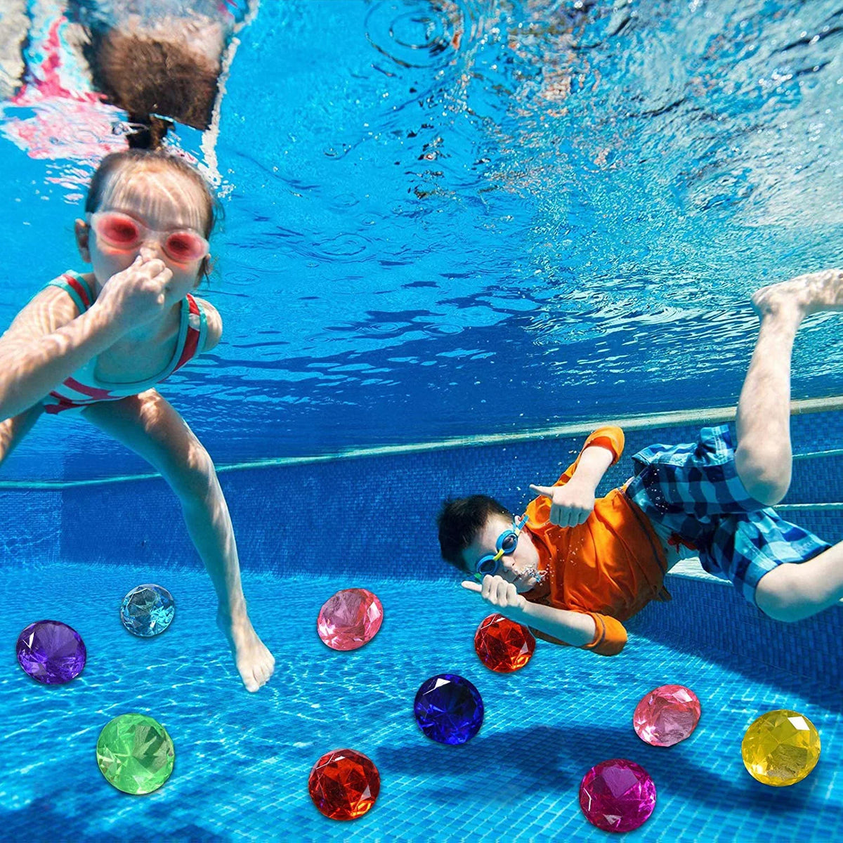 Swimming Sets Toys Diamonds Throw Gem Underwater Pool Pirate (golden) Diving Treasure for Set Use Summer Gift 6 Toy Dive with Treasures Box Colorful Big