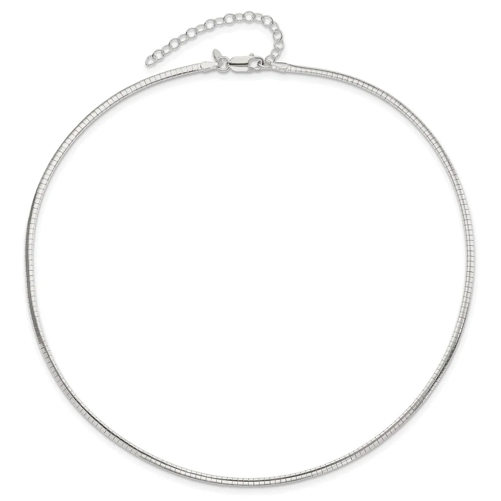 Silver w/2 Necklace Ext 2mm Sterling in Omega inch Styles Chain 925 16 Cubetto
