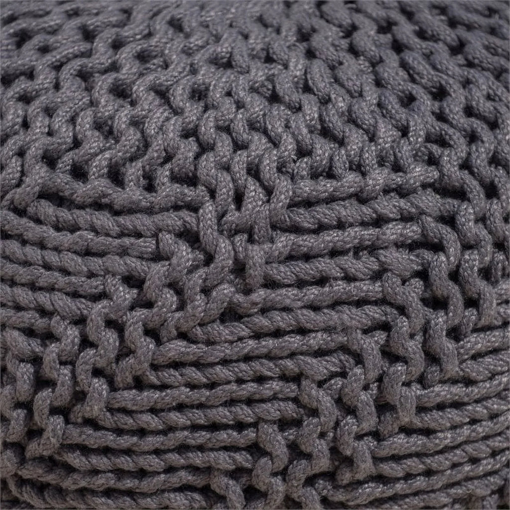 Noble Gray Fabric Outdoor in Pouf Aria Weave House Modern Handcrafted Dark