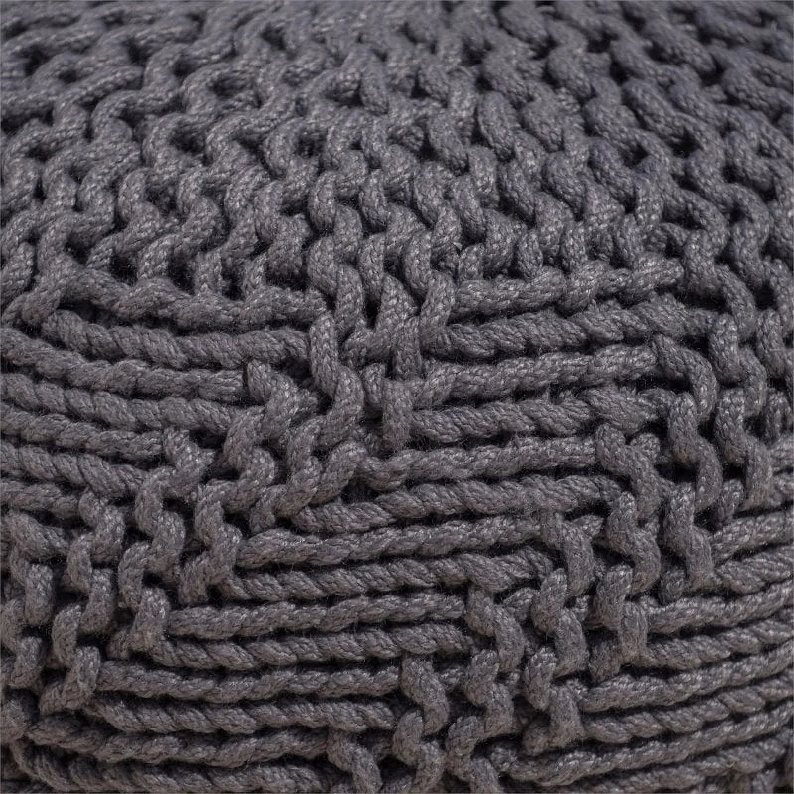 Noble Gray Fabric Outdoor in Pouf Aria Weave House Modern Handcrafted Dark