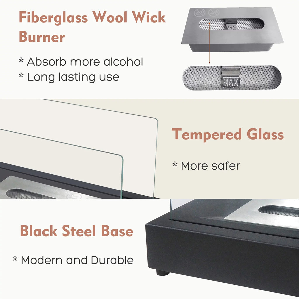 x 13.98''L Ventless Flame Outdoor W Ethanol 7.1'' Bio x Fireplace Guard Tabletop 8''H Metal Skypatio with