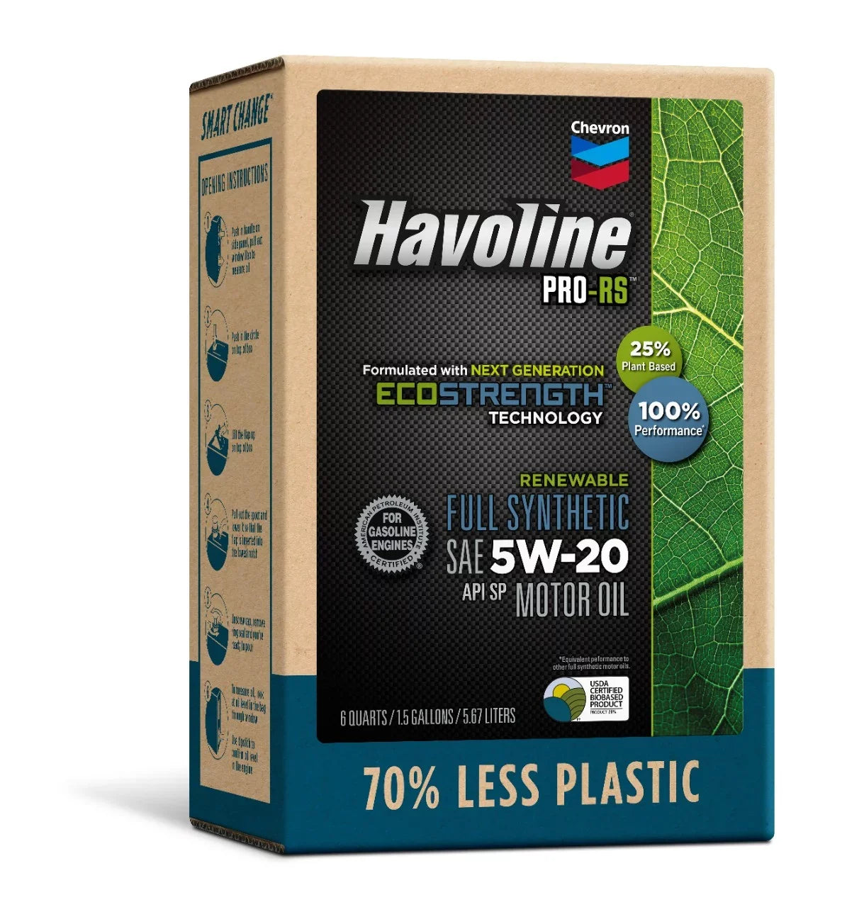 Havoline PRO-RS Box Synthetic Oil Renewable Motor Smart 6Q Change 5W-20,