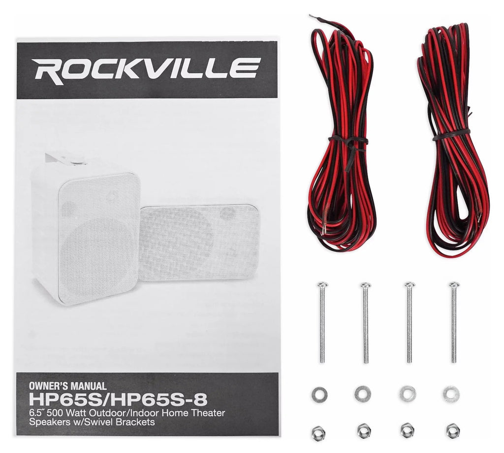 Garden Rockville Backyard Brackets Outdoor Patio 6.5" HP65S-8 Speakers+Swivel 2)