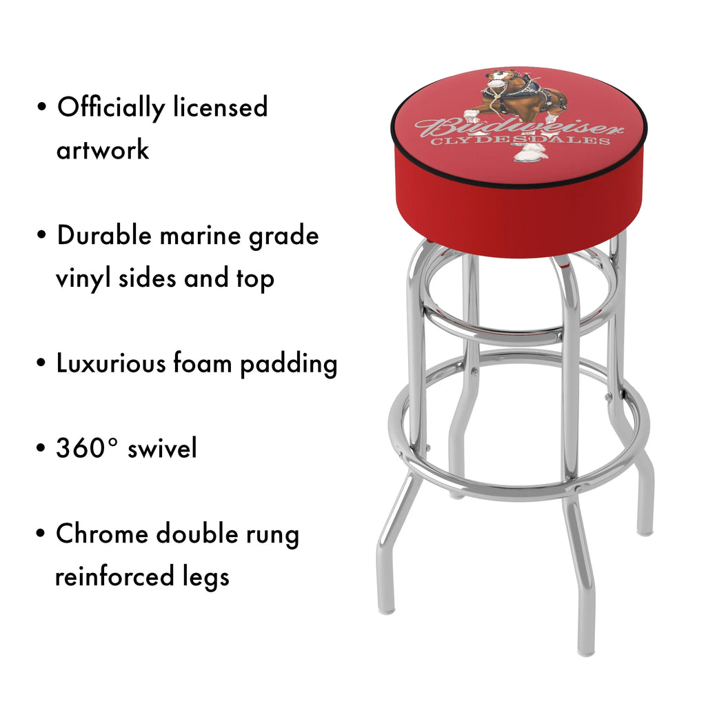 Padded Clydesdale - Stool Budweiser Swivel Bar Red
