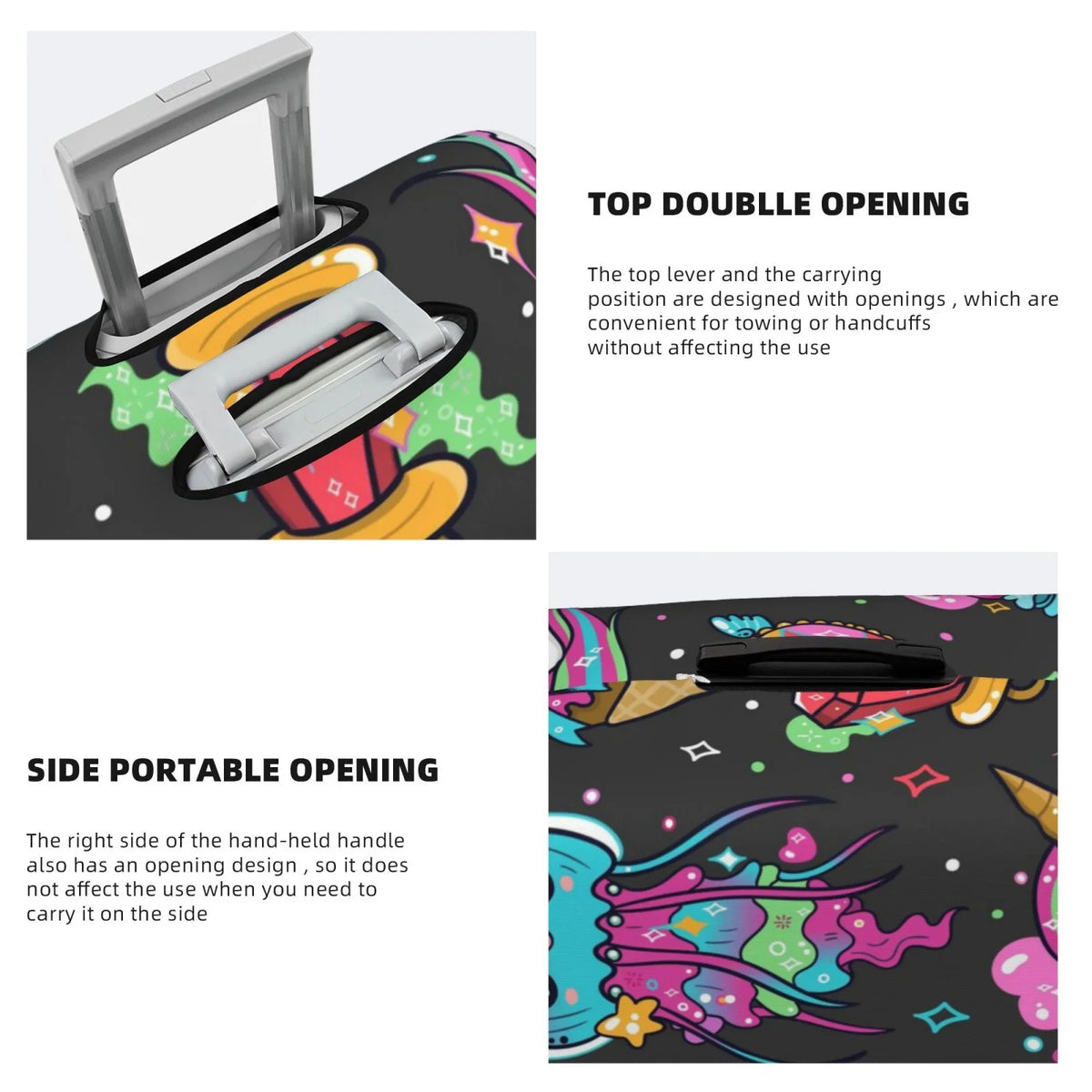 Luggage Protector Stratch Resistance Dust Covers And Unicorn Fit Protector,Suitcase Cat 18-32 Protector And Fotbe Rainbow Cover Luggage,Washable Icecream Inch Cover