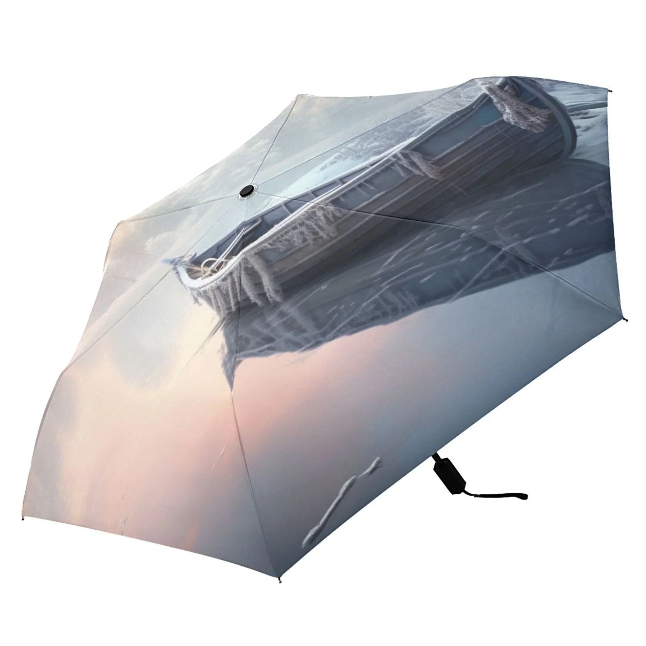 Compact Travel Winter Windproof for Umbrella Size Lightweight Boat with 50+ Folding Umbrella Rain Snow Packable Arc UPF