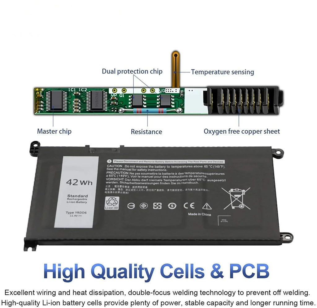 5485 For 7586 Dell 3310 Inspiron 5593 Battery 5591 YRDD6 5491 42Wh 2-in-1 5482
