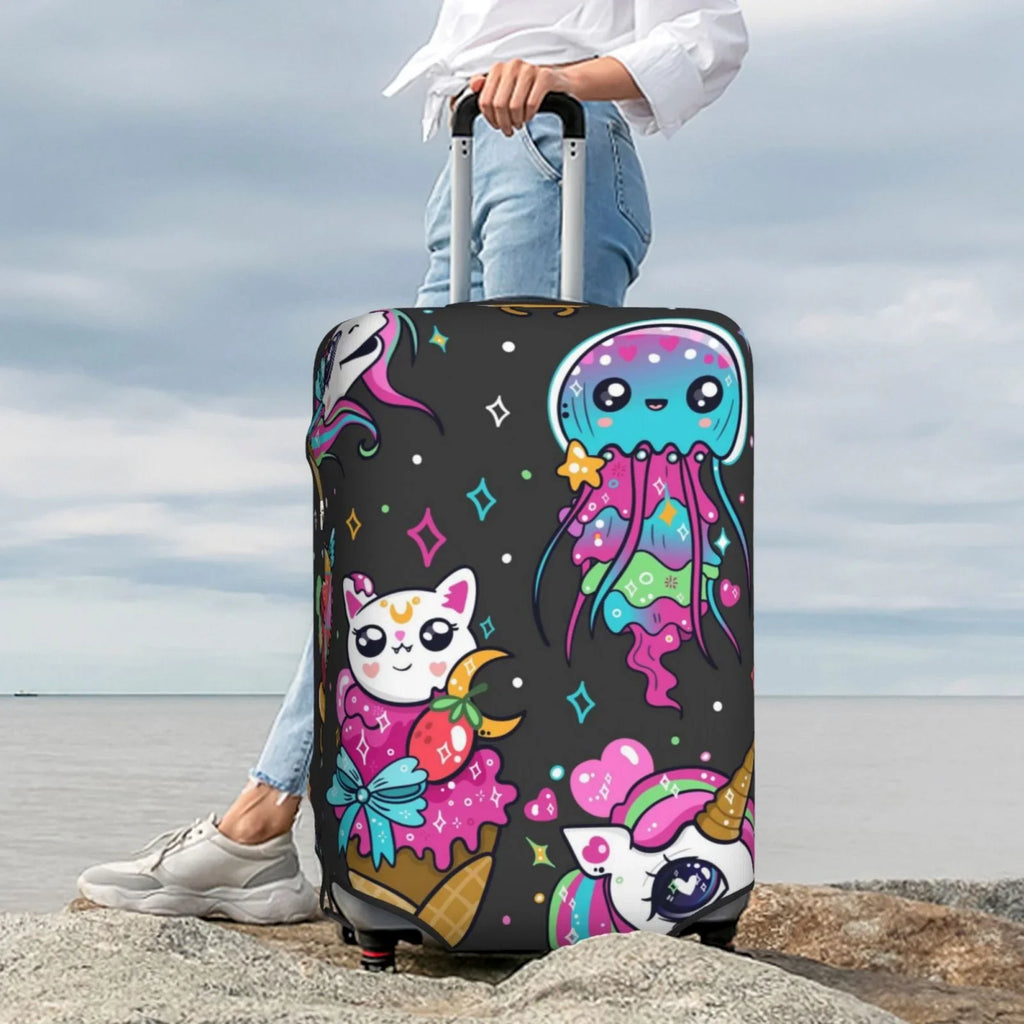 Luggage Protector Stratch Resistance Dust Covers And Unicorn Fit Protector,Suitcase Cat 18-32 Protector And Fotbe Rainbow Cover Luggage,Washable Icecream Inch Cover