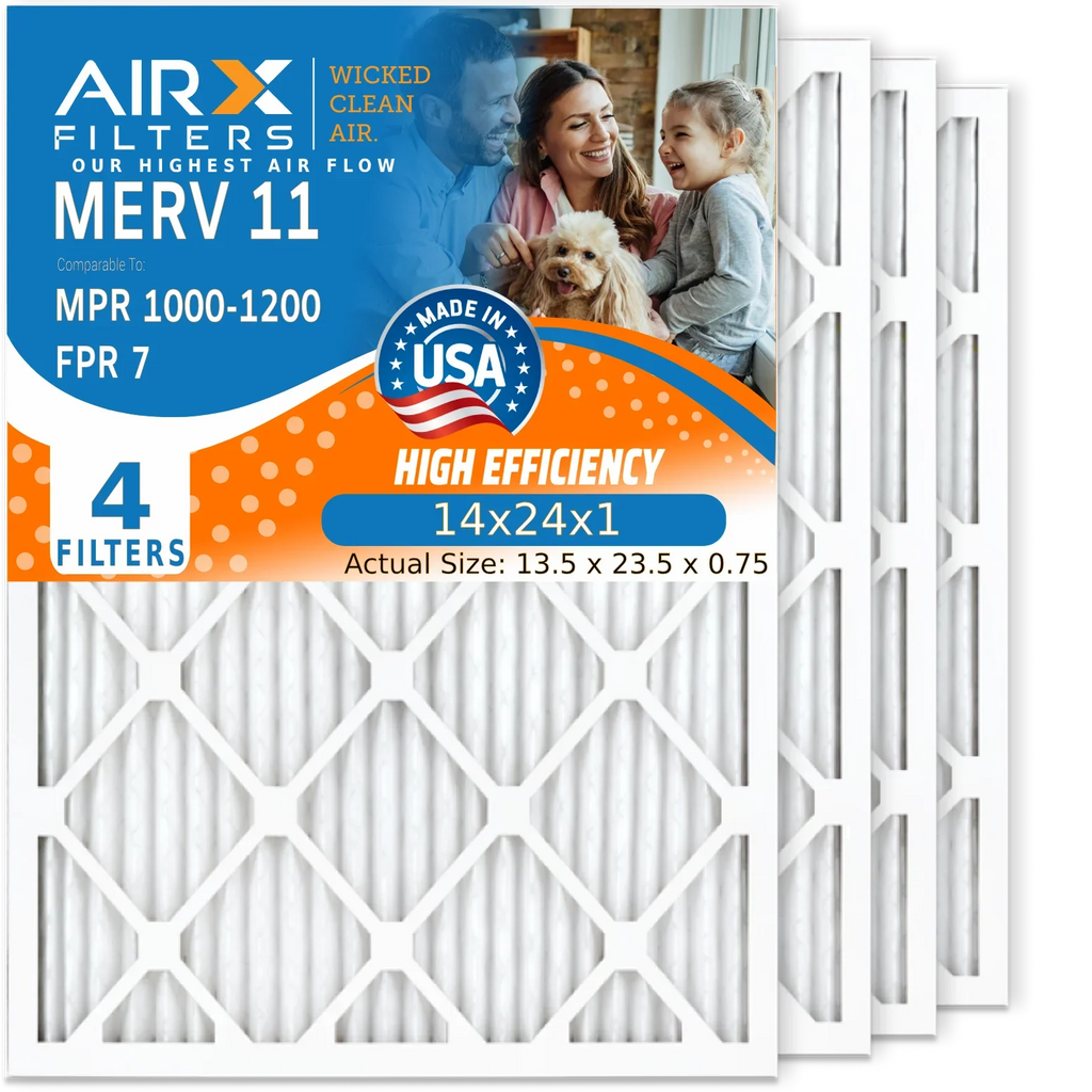Comparable WICKED AIRX Filter MERV Pleated by Furnace Filter USA 11 1000, 4 FILTERS CLEAN oxygen HVAC & Premium Made Pack 1200 14x24x1 FPR MPR Electrostatic Filters oxygen AIR. MPR to Conditioner 7 14x24x1