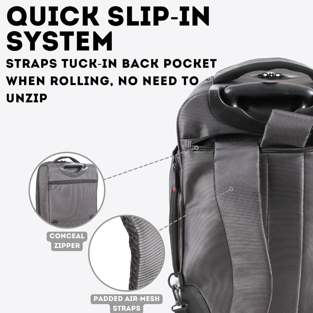 J Backpack Black Commute, World for Carry-on Rolling Travel and Business Bay
