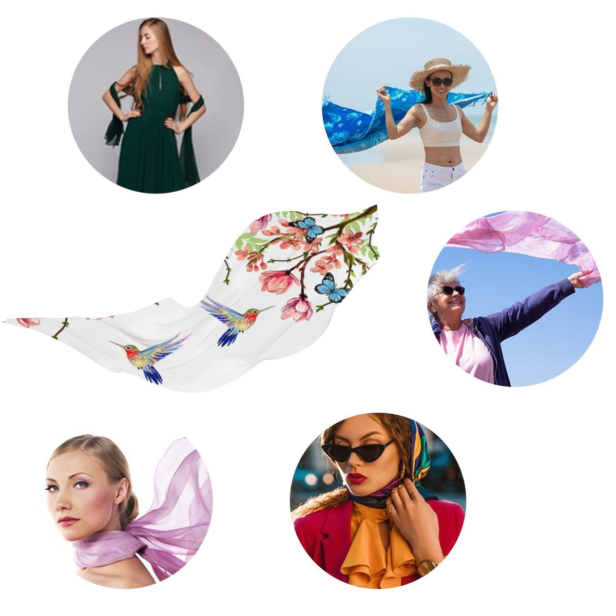 Gift Long Large for Women Packed Beautiful Wraps Hair Shawls Silk Wraps Scarf Headscarf FREEAMG Neck Sunscreen Oblong Floral